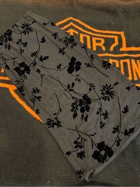 Vintage 90s Black Floral Burnout Maxi Skirt